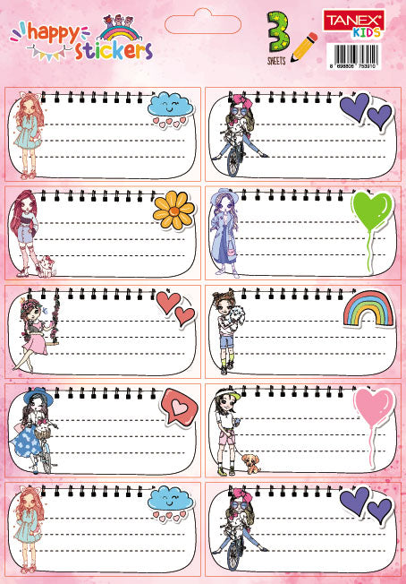 ETICHETE SCOLARE 30/SET GIRLS TLS-826 TANEX ETICHETE SCOLARE 30/SET GIRLS TLS-826 TANEX